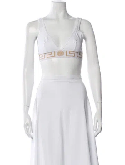 Pre-owned Versace V-neck Sleeveless Sports Bra In Pink