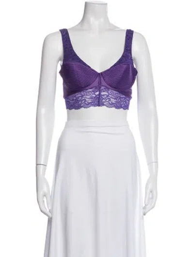 Pre-owned Versace V-neck Sleeveless Sports Bra In Purple