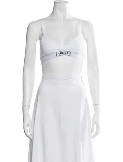 Pre-owned Versace V-neck Sleeveless Sports Bra W/ Tags In Black