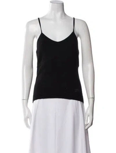 Pre-owned Versace V-neck Sleeveless Top In Black