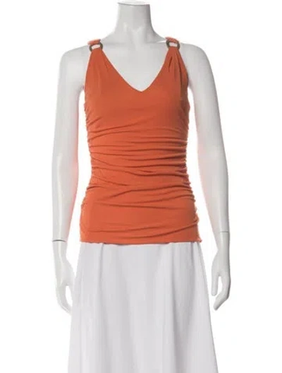 Pre-owned Versace V-neck Sleeveless Top In Orange