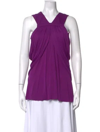Pre-owned Versace V-neck Sleeveless Top In Purple