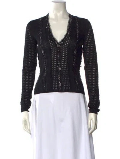 Pre-owned Versace V-neck Sweater In Black