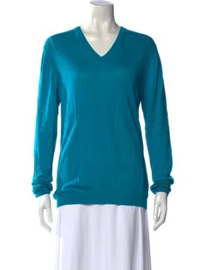 Pre-owned Versace V-neck Sweater In Blue