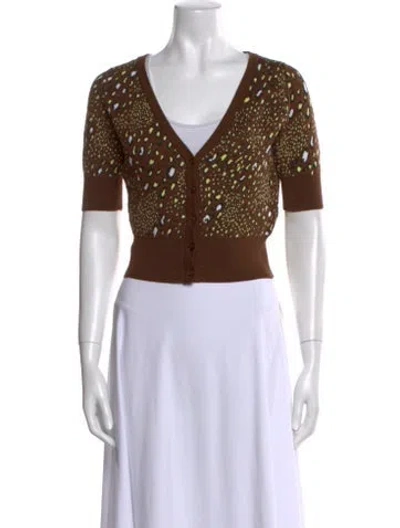 Pre-owned Versace V-neck Sweater In Brown