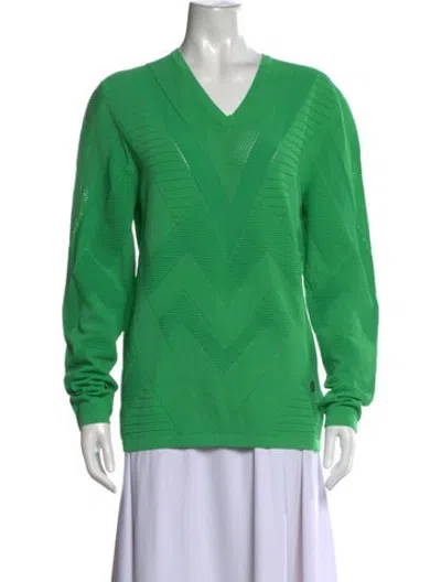 Pre-owned Versace V-neck Sweater In Green
