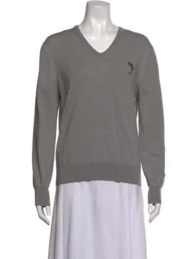 Pre-owned Versace V-neck Sweater In Grey