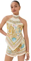 Versace Voile Underwater Barocco Print Top Eggshell/multicolor