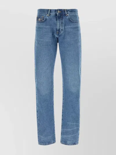 Versace Waist Belt Loops Denim Trousers In Blue