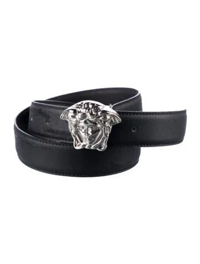 Pre-owned Versace Waist Belt Medusa Insignia Waist Belt In Black