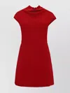 Versace Waist Fitted High Neckline Monochrome Dress