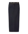 Versace Long High-waisted Denim Skirt With Rear Slit In Black