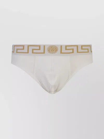 Versace Greca Border Boxer Briefs (set Of Three) In White