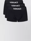 Versace Logo Intarsia Pack Of Three Boxers In Black