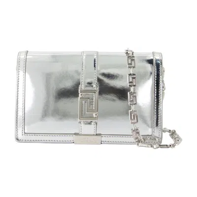 Versace Wallet On Chain - Leather - Silver In White