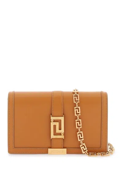 Versace Wallet On Chain Calf Leather In V Caramel  Gold