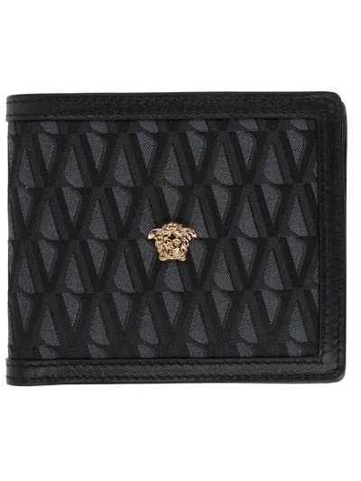 Versace Wallet With Logo In Black