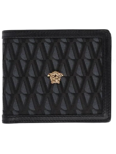Versace Wallet With Logo In Black