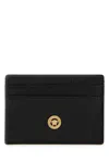 Versace Man Black Leather Medusa Biggie Card Holder In Black