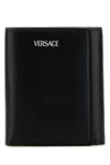 Versace Black Leather Wallet In Black
