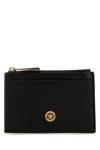 Versace Black Leather Card Holder In Black