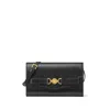 Versace Vitello Calfskin Shoulder Strap Cardholder In Black