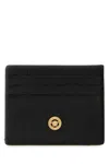 Versace Black Leather Medusa Biggie Card Holder In Black