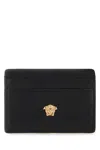Versace Logo-plaque Leather Cardholder In Black
