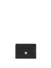 Versace Logo-plaque Leather Cardholder In Black