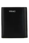 Versace Black Leather Wallet In Black