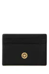 Versace Black Leather Medusa Biggie Card Holder In Multi