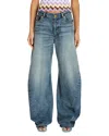 Versace Washed 2000s High Rise Barrel Jeans In Medium Blue In Medium Blue