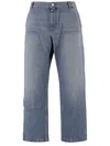 Versace Washed Blue Denim Jeans With Multi-pocket Design In Multi