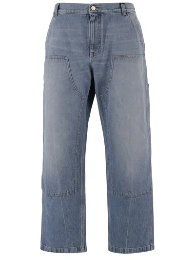 Versace Washed Blue Denim Jeans With Multi-pocket Design
