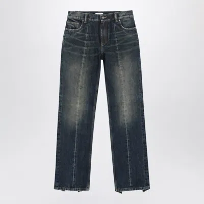 Versace Washed Regular-fit Cotton Jeans In Dark Blue Denim