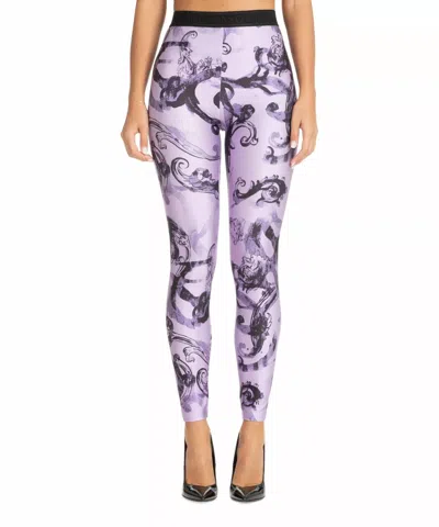 Versace Watercolour Couture Leggings In Lilac In Purple