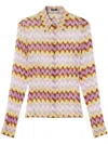 Versace Textured Wavy Print Shirt In Purple