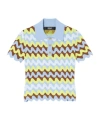 Versace Wave Jacquard Knitted Slim Fit Polo Shirt In Multicolor