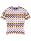 Versace Knitwear With Crewneck And Scalloped Edges In Purple
