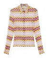 Versace Textured Wavy Print Shirt In Nude