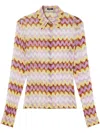 Versace Textured Wavy Print Shirt In Purple
