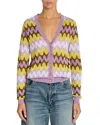 Versace Multicolor Wave Jacquard Knit Cardigan In Dusty Lava