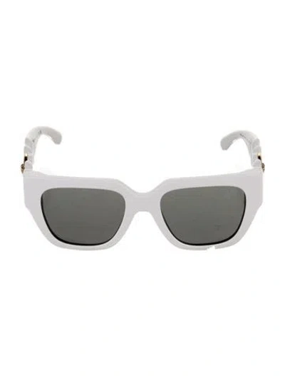 Pre-owned Versace Wayfarer Mirrored Sunglasses In White