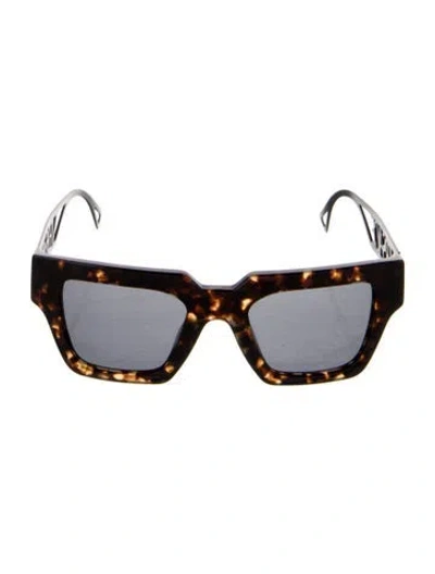 Pre-owned Versace Wayfarer Tinted Sunglasses In Brown