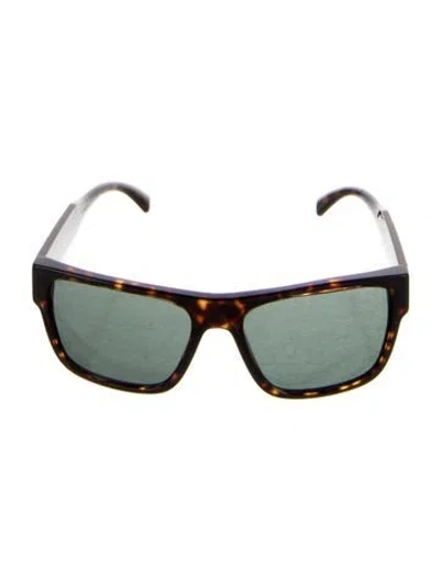 Pre-owned Versace Wayfarer Tinted Sunglasses In Brown