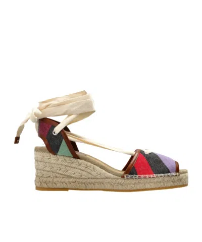 Versace Wedge Heel High-heeled Sandals In Multi