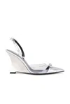 Versace Gianni Ribbon Wedge-pumps 95mm In Transparent  Silver  & Palladium