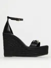 Versace Black Wedges With High Heel And Medusa Detail On The Front In Leather Woman In Black
