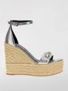 Versace 'gorgone '95' Espadrille Wedges In Silver