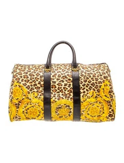 Pre-owned Versace Weekender Bag In Yellow
